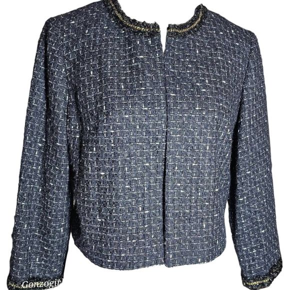 Karl Lagerfeld Paris New With Tags Black Tweed Jacket Size Small - Picture 2 of 14